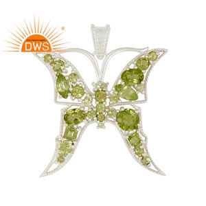Papillon Design Fine Sterling 925 Silver Single Pendentif Péridot Gemstone Pendentif Bijoux Fournisseur Vintage Collection - Product Image 1