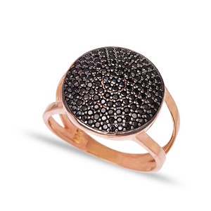 Anillo de diseño de racimo redondeado, piedra CZ negra, venta al por mayor, anillo de joyería de plata de ley 925 hecho a mano, joyería fina - Product Image 1