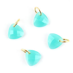 Connecteur pendentif en pierre précieuse de calcédoine Aqua, 12mm, anneau de saut en plaqué or, bijou fait à la main - Product Image 2