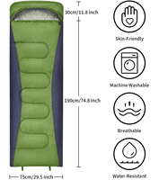 Sac de couchage compact unisexe 4 saisons, imperméable et chaud, léger, vert, carré, camping, voyage en plein air, polyester