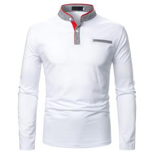 Nouveaux T-shirts d'été pour hommes, t-shirt personnalisé en coton, haut extensible, léger, respirant, Sweat-Shirt, revers de sport, couleur Pure, manches longues - Product Image 5