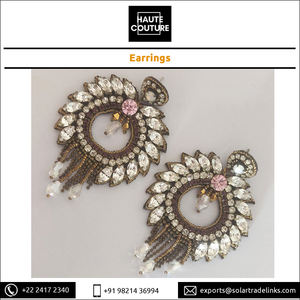 ต่างหูห้อยระย้ารูปตัวกลมปักลายทำมือพร้อมพู่,ต่างหูสำหรับผู้หญิงงานปาร์ตี้ยาว8ซม. ดูคลาสสิก - Product Image 2