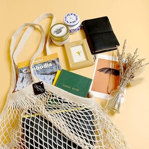 100% coton gris Net épicerie sacs fourre-tout tissus écologiques matériaux légers durables réutilisables de haute qualité élégant - Product Image 2