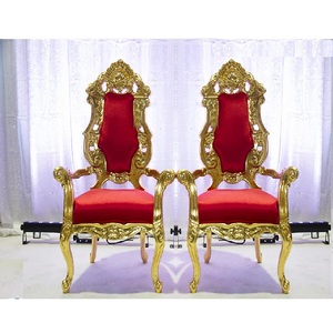 Chaises de cérémonie de luxe en cuir rouge, or Royal, design dernier cri, ensemble chaise de cérémonie indienne, pour marié et mariée, nouvelle collection 2020 - Product Image 1