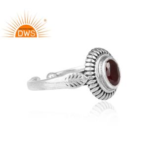 Belle bague en pierres précieuses grenat naturel Fabricant de bijoux en argent oxydé Collection classique - Product Image 3