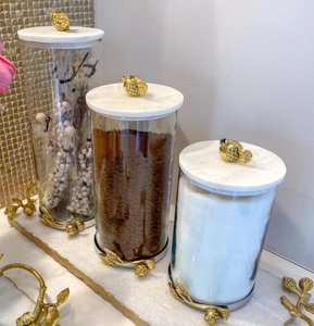 Boîte de conserve de luxe en métal et verre avec plateau fantaisie argenté de service bouteille de stockage pour ustensiles de cuisine design moderne de table fait à la main - Product Image 4