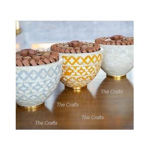 ชุดชามขนมรูปทรงกลมสองใบ ทำจากไม้และงานฝีมือประดับมุก สำหรับเสิร์ฟอาหารในอินเดีย - Product Image 6