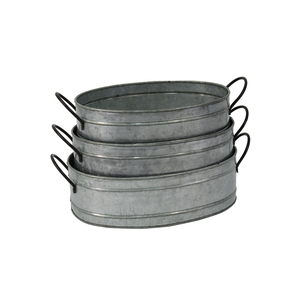 Macetas de Metal galvanizado de alta calidad, macetas de forma ovalada, diseño Simple, decoración para exteriores, maceta de flores personalizada - Product Image 1
