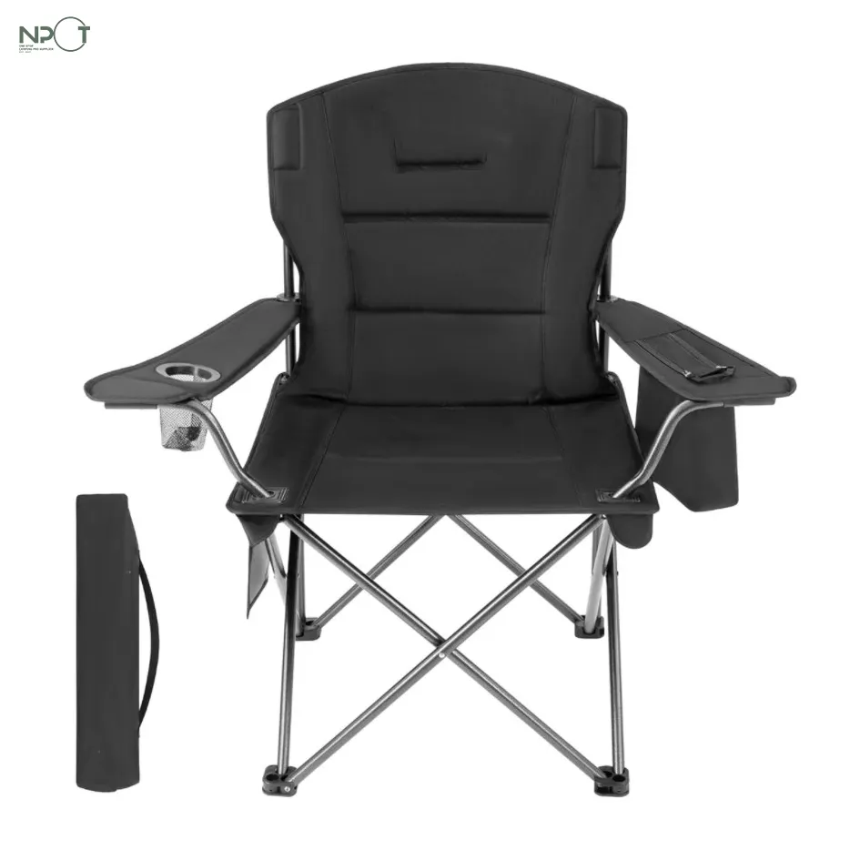 NPOT yeni soğutucu ile boy yastıklı kol sandalye, katlanır kamp sandalyesi Metal demir alüminyum açık BSCI plaj sandalyeleri