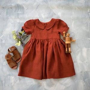 Vestido de Verano 2021 para Bebés Niñas, Diseño Moderno, Mangas Cortas, Transpirable, 100% Algodón Velour, Talla y Color Personalizables - Product Image 1