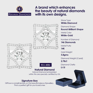 Pendientes de oro blanco de 14K con diamantes reales Buen precio Pendientes de diamantes de oro blanco puro de 14K para mujer ¡Compre ahora! - Product Image 4