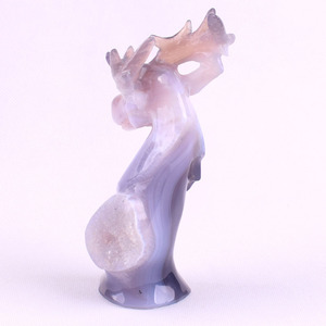 Estatua de Cabeza de <span class=keywords><strong>Ciervo</strong></span> Tallada a Mano en Cristal Natural, Geoda Semipreciosa, Regalo de Navidad - Product Image 5