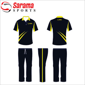 Customized Sublimation Quick Dry <b>Knitted</b> Fabric Cricket <b>Kit</b> Uniform Set for Men Adult Sizes Short Sleeve Shirt and Pant - Product Image 1