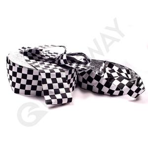 Cinta de grogrén negra, estampada a cuadros, Blanca - Product Image 1