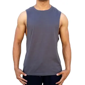 เสื้อกล้ามสำหรับผู้ชาย,เสื้อกล้ามสำหรับใส่เข้ายิมแบบเข้ารูปมีกระเป๋าลายทางสีน้ำเงินเข้มสีขาว