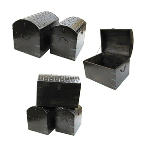 Caja de Madera Negra Antigua Personalizada de Pirata Loco para Joyas y Almacenamiento con Incrustaciones de Latón - Product Image 2