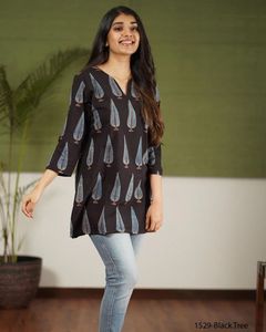 Kurti กางเกงยีนส์ขาสั้นสำหรับผู้หญิง,เสื้อลำลองด้านนอกใส่ทำงานทำจากผ้าฝ้ายสำหรับผู้หญิง - Product Image 2