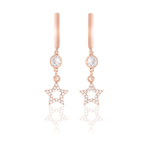 Pendientes de Plata de Ley 925 Chapados en Oro Rosa 2020 con Circonita Cúbica y Circonita en Forma de Estrella para Regalo de Boda o Fiesta - Product Image 1