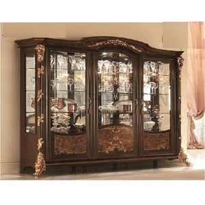 Mueble de Comedor Elegante, Mueble de Madera de Teca Moderna con Acabado Pulido, Vitrina Europea Tallada a Mano, Tamaño Personalizado - Product Image 1