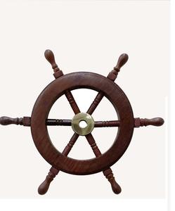 Style nautique 6 \ "roue de bateau en bois et laiton écologique poli décoration de la maison caisse cadeau modèle - Product Image 1