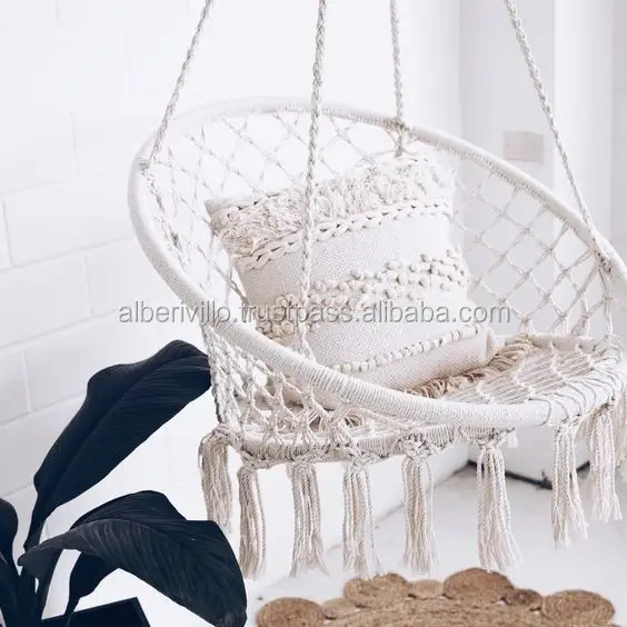 Hammock Chair Macrame Swing Seat Hanging Indoor Outdoor