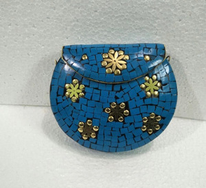 Bolso de mano indio hecho a mano con mosaico étnico, bonito bolso de mano de estilo indio, de noche, a la moda - Product Image 6