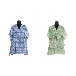 ชุดเดรสสั้นสไตล์อินเดียสำหรับผู้หญิงชุดเดรสคัฟตันสั้นคุณภาพสูงพิมพ์ลายบล็อก - Product Image 1