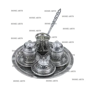 Handmade Etching Work Aluminium Tea Cup And Saucer Top Quality Silver Color Customized Shape Cup Saucer Set At Good Price