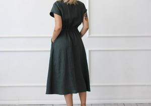 Gray O-Neck Cap Sleeve Floor-Length Crepe Breathable Embroidered Formal Summer A-Line Women's <b>Dress</b> with Natural Waist - Product Image 6