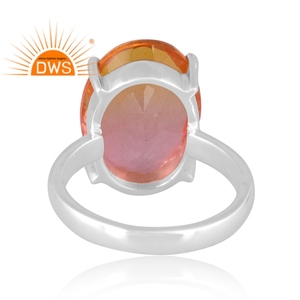 Último diseño de plata esterlina fina Natural Bio Morganite Doublet Cuarzo Piedra preciosa Anillo apilable Fabricante de joyas - Product Image 4