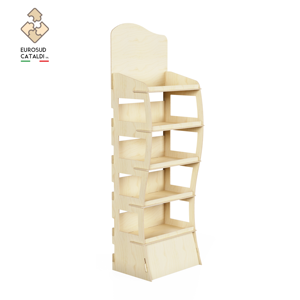 Wooden Tiered Display <b>Rack</b> 5 Shelves Vertical Freestanding Light <b>Weight</b> Modern Storage Shelf - Product Image 1