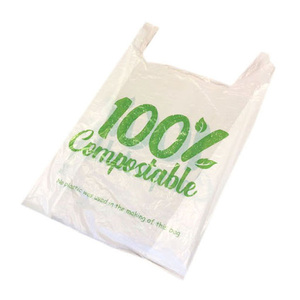 Wholesale HAPLAST 100% <b>Compostable</b> Biodegradable PLA LDPE T-Shirt Handle <b>Bag</b> with Valve Heat Seal for Business & Shopping - Product Image 2