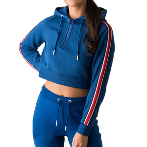 Sudaderas cortas con cremallera personalizadas para mujer OEM, 100% algodón, sudaderas económicas - Product Image 2