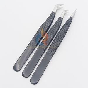Volume russe professionnel isolation droite pince à épiler en acier inoxydable pince à épiler couleur noire fibre pointe pince à cils - Product Image 1