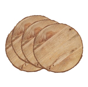 Assiette de présentation ronde en bois naturel écologique (lot de 4, 33 cm) faite à la main, sans danger pour les aliments, design moderne - Product Image 4