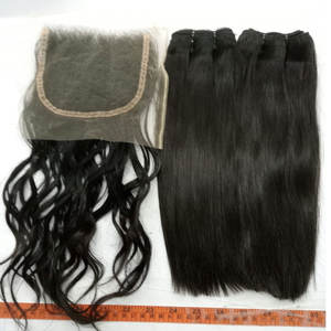 Extensiones de Cabello Gemeria Modelo 740, Cabello Indio Virgen de Doble Trama, Paquetes de Trama de Cabello de Visón, Cierres de Calidad Superior, Doble Grosor, Cabello Remy de Primera Calidad - Product Image 1