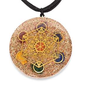 Pendentif Orgone Orgonite Chakra en forme de boule d'améthyste, cadeau chrétien doré, vente en gros, logo OEM, boîte - Product Image 2