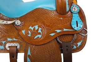Ensemble de selle anglaise durable de qualité supérieure en cuir véritable Western Horse Tack pour baril Racing différentes tailles 14 '-18' plusieurs couleurs - Product Image 4
