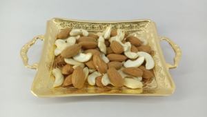 Plato para servir de Metal pulido dorado de 24 quilates, bandeja ecológica para fruta seca, decoración para el hogar y la Mesa, artículo de regalo - Product Image 3