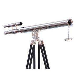 Telescopio de pie de madera de 39 \ "con acabado cromado para observación de aves, senderismo y Camping, trípode de montaje, binoculares de soporte negro - Product Image 1