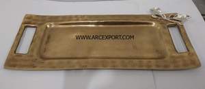 Décoration de table en laiton de qualité supérieure plateau et plateaux de fruits secs couleur or de créateur fantaisie avec plateau de service en forme de feuille à vendre - Product Image 2