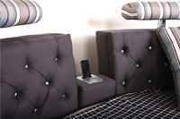 Meubles dorés Ensemble de meubles de chambre à coucher Design moderne de luxe Lit audio King Size Lit rond en cuir