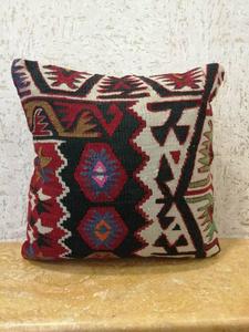 Funda de Cojín Bordada a Mano Turca, Cuadrada, Abstracta, Geométrica, Estilo Bohemio, Lana Acrílica, Decoración del Hogar - Product Image 2