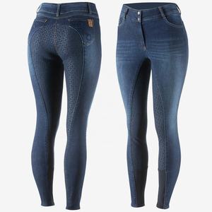 Culotte d'équitation taille haute en silicone denim couleur bleue pantalon d'équitation international - Product Image 4