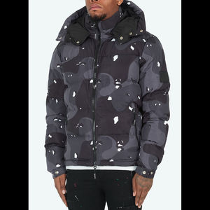 Veste gonflable pour hommes, en Nylon, camouflage noir, personnalisé, bouffante pour l'hiver, tenue décontractée avec capuche ajustable - Product Image 4