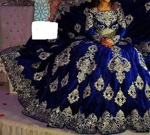 Elegant Blue Moroccan Wedding <b>Dress</b> with Intricate Stone Work Traditional 2019 Design for Bridal and Special Ceremonies - Product Image 1