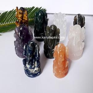 Tallado a mano Ganesha Idol Estilo amatista Aventurina Piedra solar Escultura decorativa Melocotón Artesanía de piedras preciosas Artesanía de piedra semipreciosa - Product Image 3