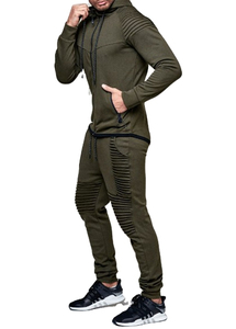 OEM Survêtement à fermeture éclair de haute qualité pour hommes Survêtement uni 2 pièces en polaire épaisse Ensemble de survêtement à fermeture éclair pour hommes - Product Image 4