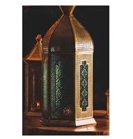 Lampe lanterne sur pied noire et or, Style marocain, artisanal, décoratif, nouveau modèle,