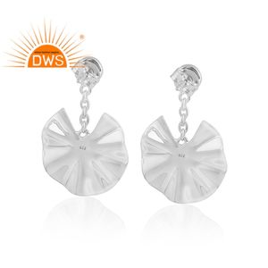 Classic Collection <b>Pretty</b> Black Onyx Gemstone <b>Earrings</b> Wholesale Wavy Disc 925 Fine Silver Designer Dangle <b>Earrings</b> Jewelry - Product Image 3